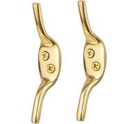 Dzina 3-Inch Solid Brass Cleat Hooks (2 Pack) - Heavy Duty Cord Cleats For Washing Line, Blinds, Curtains, And Rope Tiebacks