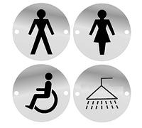 Dzina 4Pc Toilet Door Sign Set 75mm Screen Printed SAA Male Female Disabled Shower Pack of 2