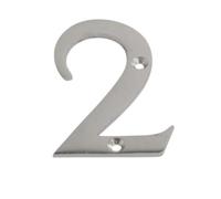 Dzina 75mm Satin Chrome Door Number 2 - Elegant And Bold Numeral For Wooden & Composite Doors