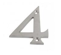 Dzina 75mm Satin Chrome Door Number 4 - Elegant And Bold Numeral For Wooden & Composite Doors