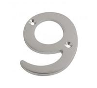 Dzina 75mm Satin Chrome Door Number 9 - Elegant And Bold Numeral For Wooden & Composite Doors