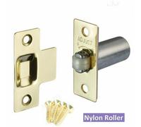 Dzina Adjustable Roller Catch 38mm Brass Plated Forend (Nylon Roller) Pack Of 1