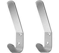 Dzina Aluminium Double Hat and Coat Hooks - 10 Pack Dress Robe Garment Hangers Hook 125mm x 4mm - Screws Included