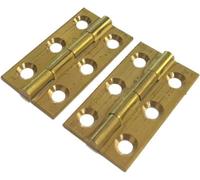 Dzina Butt Hinge 50mm X 28mm (2 X 1.1/8 Inch) Solid Brass (3 Pairs)