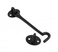 Dzina Cabin Hook Malleable 200mm (8 Inch) Black Pack of 3