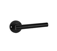Dzina Design Push Button Privacy Laurel Lever Handle In Matt Black For Bathroom Doors