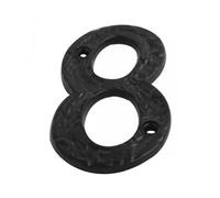 Dzina Door Number Numeral 100mm (4 Inch) Antique Black, Pack of 1 (Number 8)
