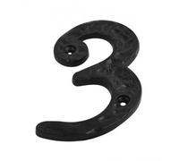 Dzina Door Number Numeral '3' 100mm (4 Inch) Antique Black, Pack of 1