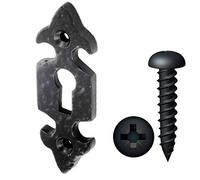 Dzina Fleur-de-LYS Door Escutcheon, Open, 75mm x 25mm, Antique Iron Black |Pack of 4