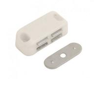Dzina Magnetic Cupboard Cabinet Door Catches, 42mm (1.5/8 Inch) With Single Plate 6 Kg (13Lb) Pull Strength White - Pack Of 4
