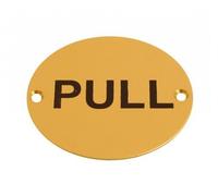Dzina Pull Door Sign 75mm Screen Printed Brass Pack of 1