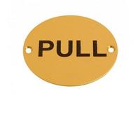 Dzina Pull Door Sign 75mm Screen Printed Brass Pack Of 1