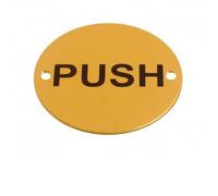 Dzina Push Door Sign 75mm Screen Printed Brass Pack Of 1