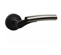 Dzina Syros Door Handle, Matt Black Nickel, 130mm Length, Modern Interior Door Handle With Rose, Universal Fit