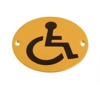 Dzina Toilet Door Sign 75mm Screen Printed Brass Disabled Pack of 1