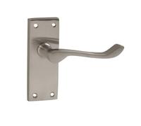 Dzina Victorian Scroll Lever Latch Door Handles Satin Chrome 115 x 40mm