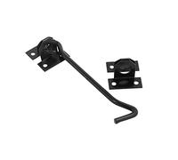 Dzina Wire Cabin Hook & Eye - Black for Shed Gate Door Latch Includes Screws (150mm (6 Inch))