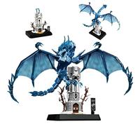 DzirePada Blue Fantasy Ice Dragon Building Blocks Set, 1786PCS Animal Dragon Character Figure TV Series Model Bricks Kit with Castle Base Display Stand, Gifts for Adults Medieval Creature Decor