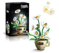 DzirePada Flower Coffee Cup Building Blocks Kit, 496PCS Daisy Botanical Collection Model for Home Decor, Artificial Floral Bricks Set, Great Gifts for Birthday and Anniversary for Him and Her(3035)