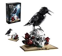 DzirePada Gothic Raven Building Set, 1358PCS Dark Aesthetic Skull & Rose Decor Model Toys, Spooky Book Base Bricks Kit, Unique Gifts for Halloween and Fantasy Lovers