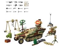 DzirePada Semi Tracked Armored Truck Building Blocks Set, 1267PCS WW2 Army Tank Toys Building Bricks Kit, STEM War Owl Field Vehicle Models, Great Military Toy Gifts for Boys, Kids Adults Decor