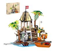 DzirePada Skull Island Pirate Building Set, 533PCS Skull-Shaped Tower Adventure Playset with Boat & Cannon, Seaside Architecture Pagoda Bricks Kit, Gifts Accessory for Kids Boys Girls Age 6+(59161)