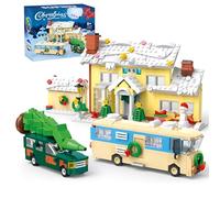DzirePada Snow Village Building Blocks Set, STEM Christmas Vacation Holiday House Model Toys, RV Picup Truck Garage Building Bricks Kit, Ideas Gifts for Kids Adults(650PCS)