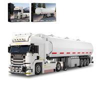 DzirePada Technick Fuel Tank Trailer European Trucks Building Blocks Set, 1120PCS Heavy Trucks Model Toys, Collectible Car Building Bricks Kit, Ideas Gifts for Boys Teens Adults 14+