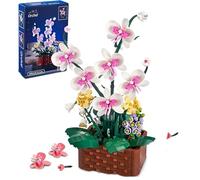 DzirePada Two Color Petal Orchid Flower Building Set, 1001PCS Orchid Floral Bonsai Building Bricks Kit, Artificial Flowers Model Toys, Ideas Gifts for Birthday Kids Adults Women