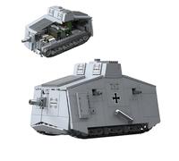 DzirePada WWI German A7V Tank Building Blocks Set, 940PCS Historical Military Vehicle Bricks Model Kit with Interior Details, Ideas War Tank Construction Toy for Adults & Teens