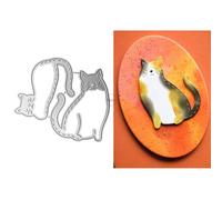 DzIxY Animal Two Cats Metal Cutting Dies for Card Making Kit Embossing Paper Die Cuts Set Scrapbook Stencils Supplies Machine Templates