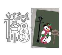 DzIxY Christmas Patchwork Snowman Street Lights Street Signs Metal Cutting Dies for Card Making Kit Embossing Paper Die Cuts Set Scrapbook Stencils Supplies Machine Templates