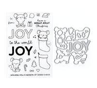 DzIxY Christmas Sock Mouse Clear Stamps and Metal Cutting Dies Sets for Card Making Scrapbooking Paper Arts Crafts Kit Supplies Transparent Silicone Seals Stamping for Christmas Gifts Storage Pockets
