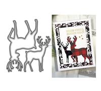 DzIxY Christmas Two Deer Metal Cutting Dies for Card Making Kit Embossing Paper Die Cuts Set Scrapbook Stencils Supplies Machine Templates