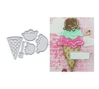 DzIxY Delicious Ice Cream Cup Metal Cutting Dies for Card Making Embossing Paper Die Cuts Sets Album Scrapbooking Templates Stencils Storage Pockets