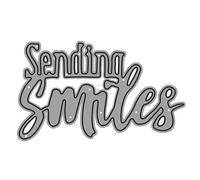 DzIxY English Words Sending Smiles Metal Cutting Dies for Card Making Kit Embossing Paper Die Cuts Scrapbook Machine Stencils Storage Pockets Supplies
