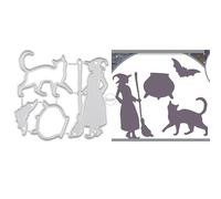 DzIxY Halloween Witch Cat Bat Metal Cutting Dies for Card Making Kit Embossing Paper Die Cuts Set Scrapbook Stencils Supplies Machine Templates