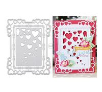 DzIxY Hollowed Love Heart Border Background Board Metal Cutting Dies for Card Making Kit Embossing Paper Die Cuts Set Scrapbook Stencils Supplies Machine Templates