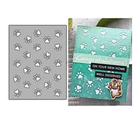 DzIxY Hollowed Out Dog Paw Print Background Board Metal Cutting Dies for Card Making Kit Embossing Paper Die Cuts Set Scrapbook Stencils Supplies Machine Templates