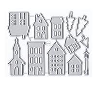 DzIxY Irregularity Houses Trees Metal Cutting Dies for Card Making Embossing Paper Die Cuts Sets Album Scrapbooking Templates Stencils Storage Pockets