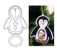 DzIxY Patchwork Christmas Penguin Round Border Metal Cutting Dies for Card Making Kit Embossing Paper Die Cuts Set Scrapbook Stencils Supplies Machine Templates