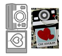 DzIxY Patchwork Heart Love Camera Photos Metal Cutting Dies for Card Making Kit Embossing Paper Die Cuts Set Scrapbook Stencils Supplies Machine Templates