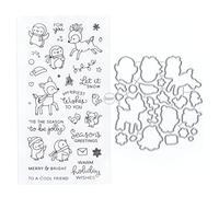 DzIxY Penguin Sika Deer Clear Stamps and Metal Cutting Dies Sets for Card Making Scrapbooking Paper Supplies Silicone Seals Storage Pockets