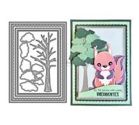 DzIxY Rectangular Background Lace Border Patchwork Trees Metal Cutting Dies for Card Making Kit Embossing Paper Die Cuts Set Scrapbook Stencils Supplies Machine Templates