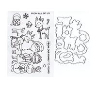 DzIxY Santa Claus and Deer Clear Stamps and Metal Cutting Dies Sets for Card Making Scrapbooking Paper Supplies Seals Storage Pockets
