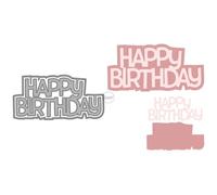 DzIxY Shadow English Words Happy Birthday Metal Cutting Dies for Card Making Kit Embossing Paper Die Cuts Set Scrapbook Stencils Supplies Machine Templates