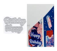 DzIxY Shadow Happy Birthday Metal Cutting Dies for Card Making Scrapbook Kit Embossing Paper Die Cuts Machine Stencils Storage Pockets Supplies