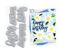 DzIxY Shadow Two Words Happy Birthday Metal Cutting Dies for Card Making Kit Embossing Paper Die Cuts Scrapbook Machine Stencils Storage Pockets Supplies