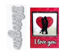 DzIxY Shadow Word I Love You Metal Cutting Dies for Clear Stamps and Metal Cutting Dies Sets for Card Making Scrapbooking Paper Supplies Seals Storage Pockets