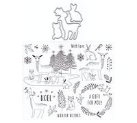 DzIxY Snowflake Deer Clear Stamps and Metal Cutting Dies Sets for Card Making Scrapbooking Paper Supplies Seals Storage Pockets